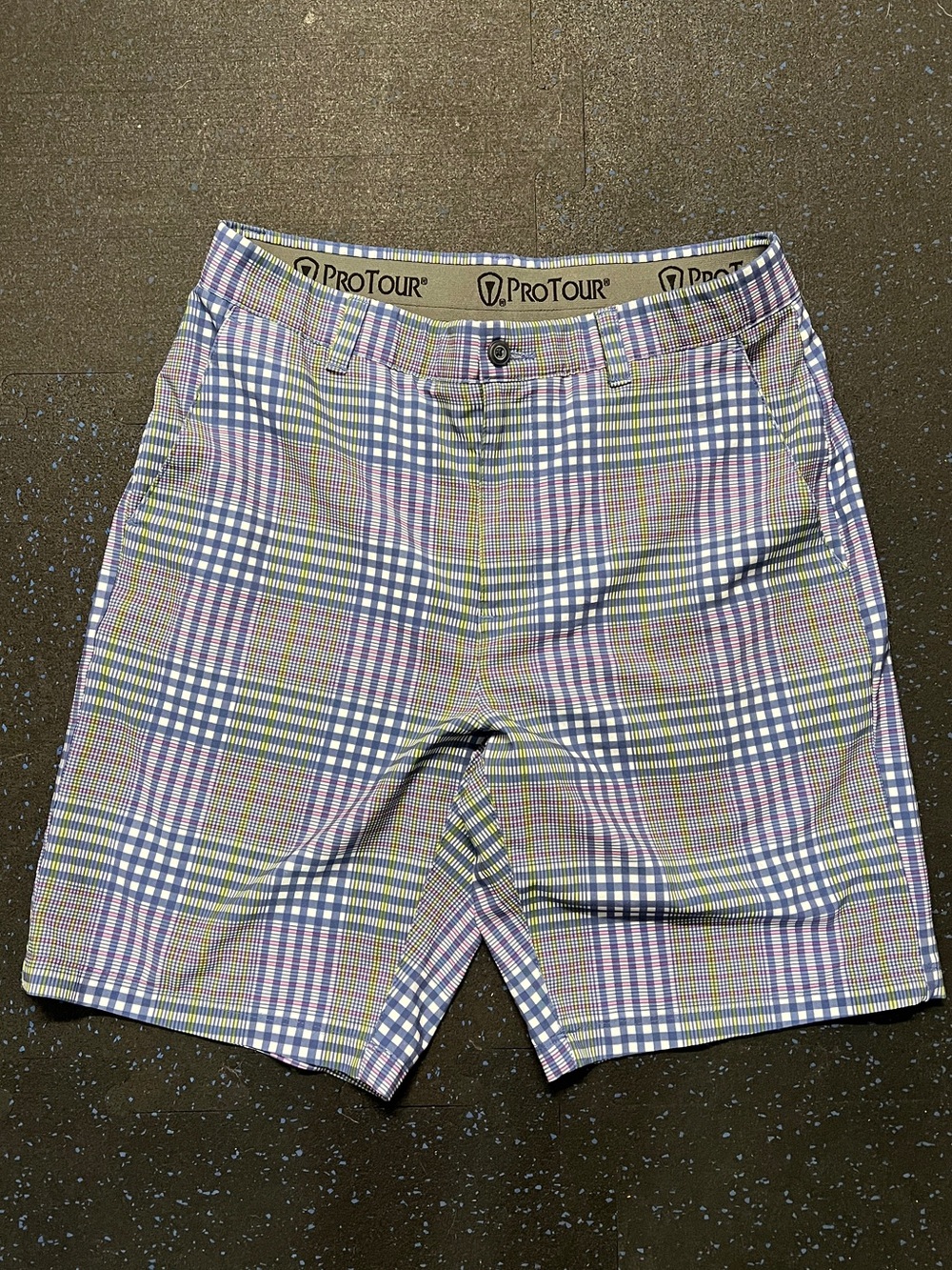 Men’s Pro Tour Performance Golf Shorts - Blue/Pink/Green